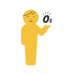 0$の文字を持って笑顔立っている人のアイコン･ピクトグラム - フリー･無料のイメージ
