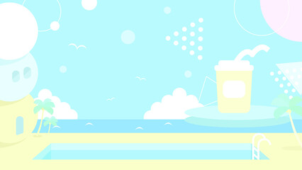 レトロポップな常夏プールサイドバカンス⭐︎ヤシの木