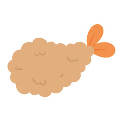 Cute happy funny tempura shrimp.