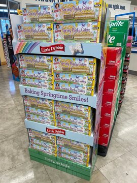 Little Debbie snack cakes easter theme display and coke products
