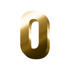 3d gold number 0 vector eps with transparent background