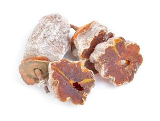 Dried oriental persimmons isolated on white background