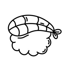 Cute kawaii sushi character line icon.