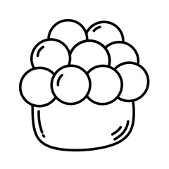 Kawaii caviar japanese food cartoon sushi line icon.