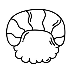 Kawaii sushi rolls sashimi line icon.