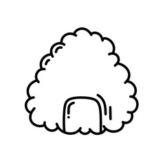 Onigiri japan food emoji character line icon.