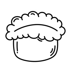 Uni sushi cartoon line icon.