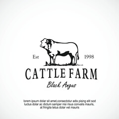 black angus cattle farm logo design idea