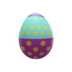 Illustration of Colorful Dotted Easter Egg. Bicolor egg in purple and blue colors with yellow dots on transparent background. PNG element for your holiday creativity.