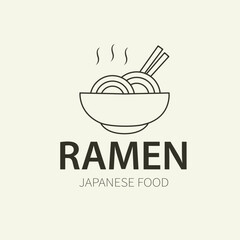 Ramen simple logo design. With illustration of a bowl of warm ramen. Good for corporate related restaurants