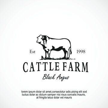 black angus cattle farm logo design idea