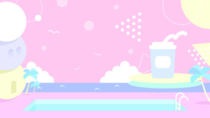 レトロポップ♪プールサイドのバカンス♪ヤシの木