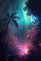 Fototapeta na wymiar Colourful jungle background made with generative ai