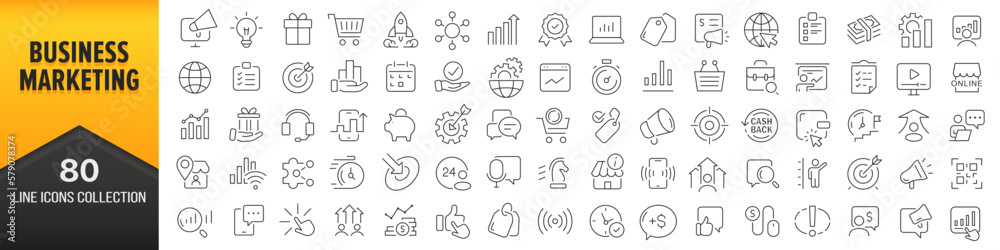 Aufkleber Business and marketing line icons collection. Big UI icon set in a flat design. Thin outline icons pack. Vector illustration EPS10