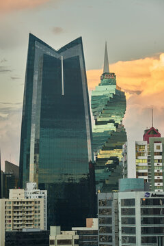 Soho Mall Tower and El Tornillo Building, Panama City, Republic of Panama, Central America.