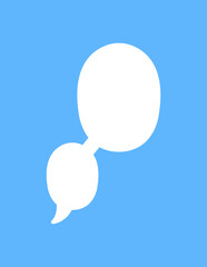 White speech bubbles vector element on blue background, Text balloon, Vector icon.