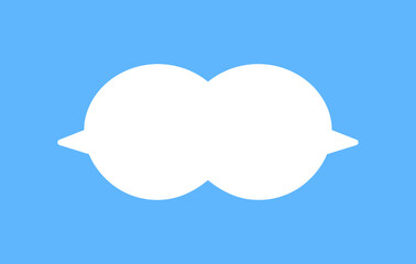 White speech bubbles vector element on blue background, Text balloon, Vector icon.