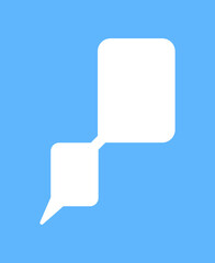 White speech bubbles vector element on blue background, Text balloon, Vector icon.