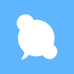 White speech bubbles vector element on blue background, Text balloon, Vector icon.