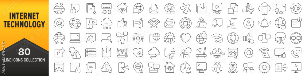Leinwandbilder Internet technology line icons collection. Big UI icon set in a flat design. Thin outline icons pack. Vector illustration EPS10