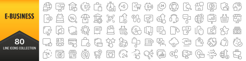 E-business line icons collection. Big UI icon set in a flat design. Thin outline icons pack. Vector illustration EPS10