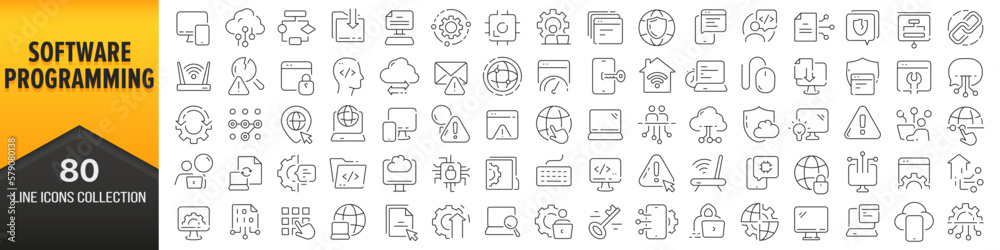 Aufkleber Software and programming line icons collection. Big UI icon set in a flat design. Thin outline icons pack. Vector illustration EPS10