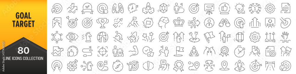 Leinwandbilder Goal and target line icons collection. Big UI icon set in a flat design. Thin outline icons pack. Vector illustration EPS10
