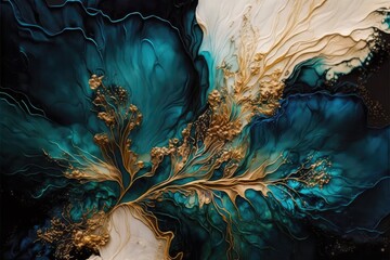 Beautiful abstract flower ink background, made with generative ai