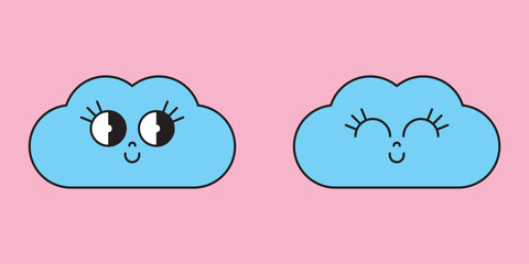 Cute cartoon cloud icon vector doodle illustration
