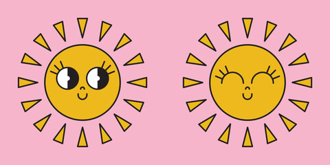 Cute cartoon sun icon vector doodle illustration