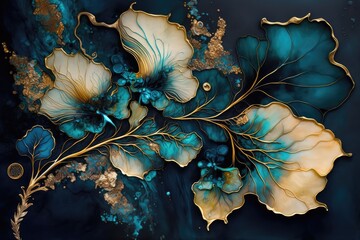 Beautiful abstract floral ink background, made with generated ai