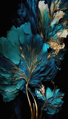 Beautiful abstract floral ink background, made with generated ai