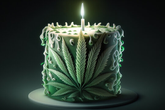 High Art: AI-Generated Images Celebrating the Beauty of Cannabis Birthday Cake Design