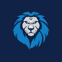 Lion Head Logo Blue Background