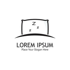 Sleeping Pillow Logo Template. Logo for Business, Interior, Furniture and Sleep Symbol.