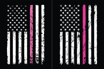American Flag Thin Pink Line Design