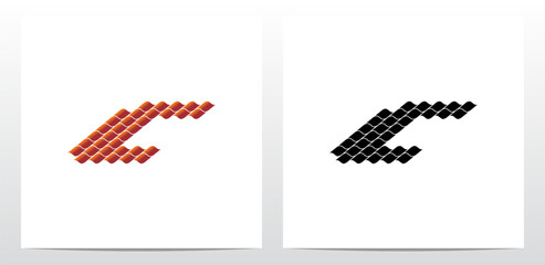 Roof Tiles Forming Letter Logo Design C