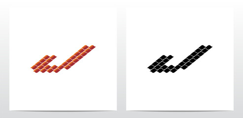 Roof Tiles Forming Letter Logo Design J