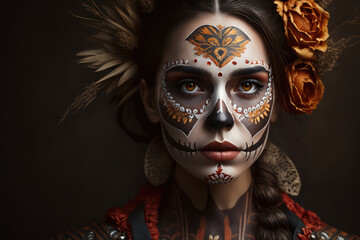 Dia de los Muertos Studio Portrait. Generative AI