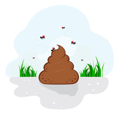 Poop crap excrement fly grass outdoor park