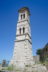 Fototapeta na wymiar Churchtower in the Small historic town of Karitena on Peloponnes in Greece