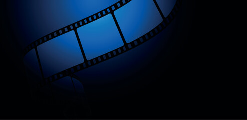 bobina cinema con pellicola, spettacolo, film, su sfondo blu	
 - obrazy, fototapety, plakaty