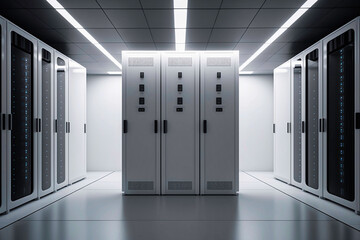 server room full of servers. AI generativ.