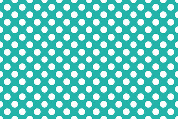 Seamless white polka dot pattern background, polka dots pattern on turquoise background, textile style.