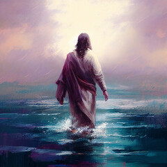 jesus walks on water, generative AI
