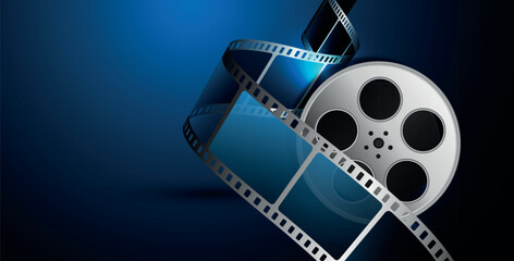 sfondo, cinema, pellicola cinema su sfondo blu	
