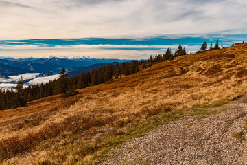 Alpine autumn or indian summer view at Mount Rossbrand, Filzmoos, Salzburg, Austria