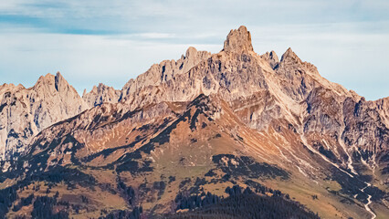 Alpine autumn or indian summer view at Mount Rossbrand, Filzmoos, Salzburg, Austria