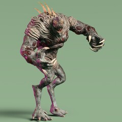 3D-illustration of an isolated dangerous alien very strong with razor-sharp fingernails
