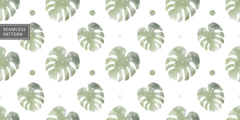 Vector tropical seamless pattern with monstera leaves for textiles, covers, wallpapers, decor